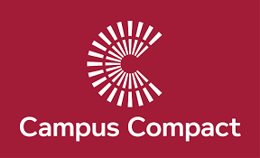 Campus Compact Logo. It has white letters and red in the background. 