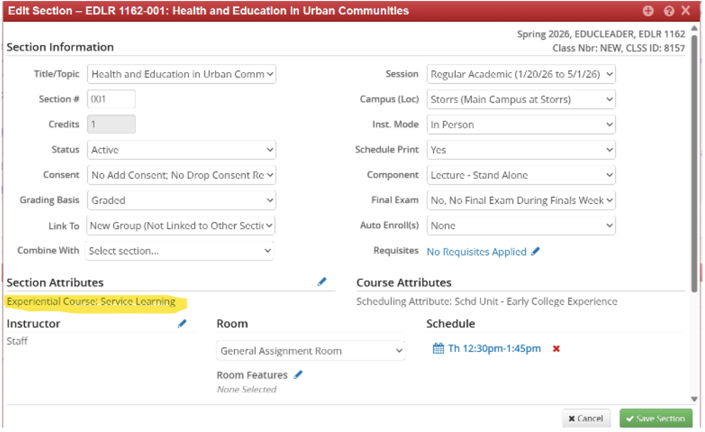UConn CourseLeaf Website