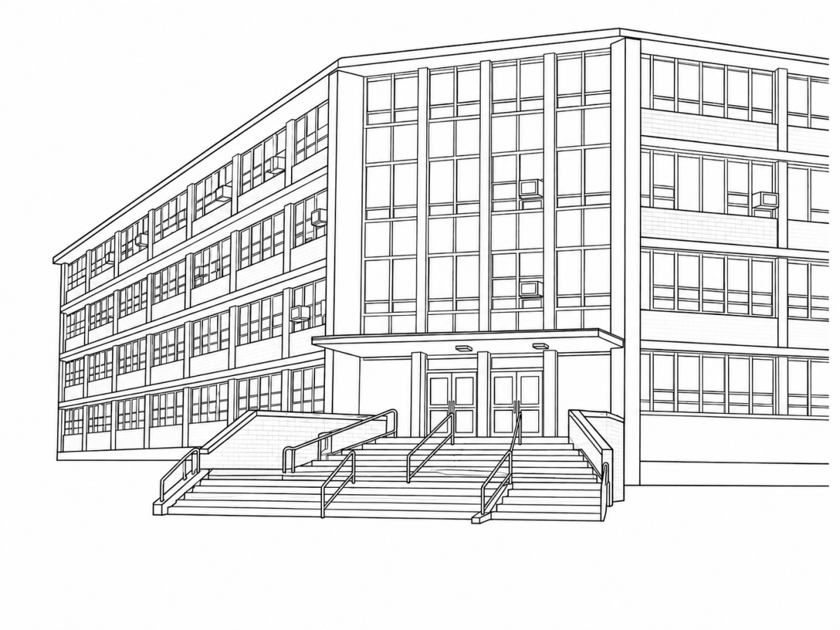 outline image of the Arjona building at the University of Connecticut
