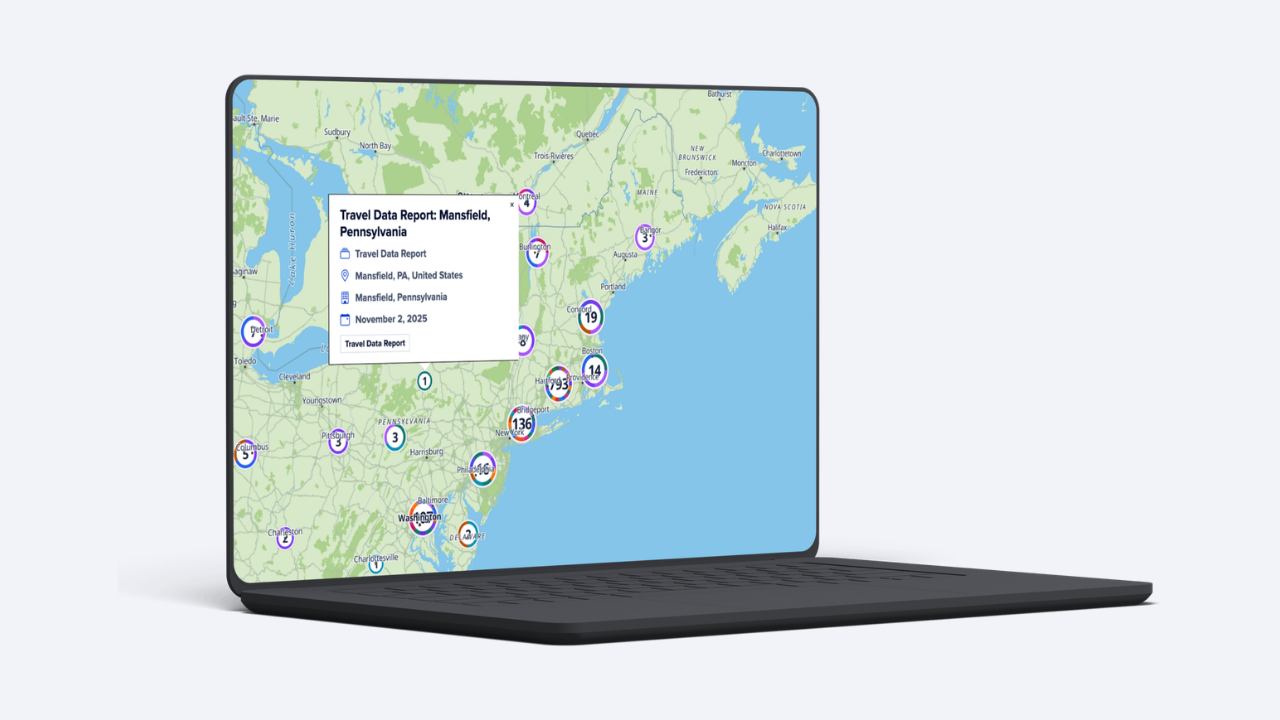Laptop with a map on the screen